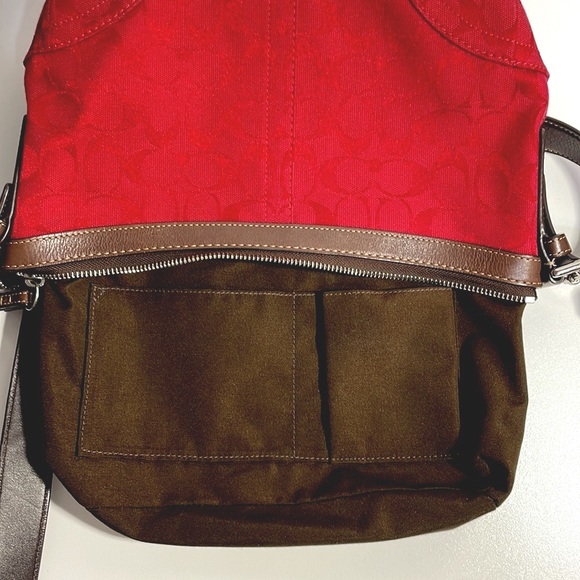 Coach Signature “C” Red Jacquard East West Crossbody/Shoulder/Handbag Exc. Cond. - Picture 10 of 16